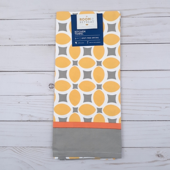 Kitchen Towel Geometric Gray Yellow - Picture 1 of 2